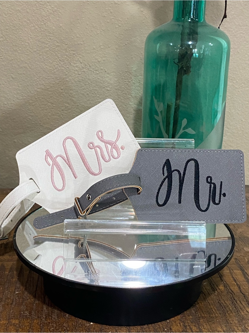 Mr. and Mrs. Luggage Tags, set, new!